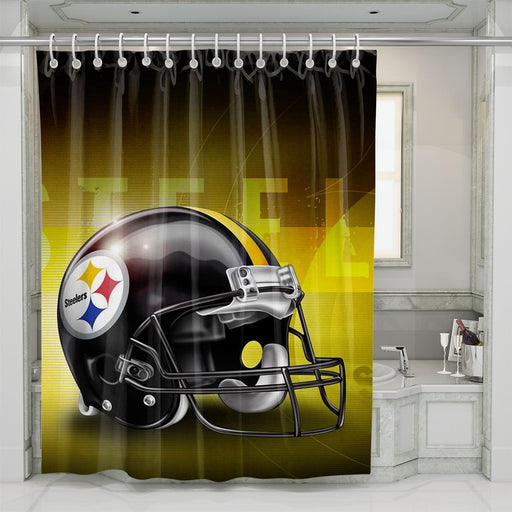 helmet of pittsburgh steelers yellow shower curtains