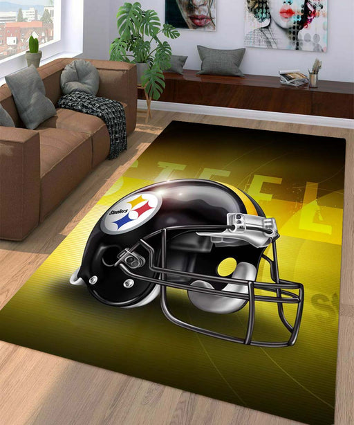 helmet of pittsburgh steelers yellow Living room carpet rugs