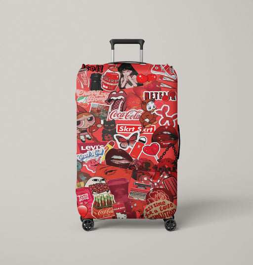 red aesthetic collage Luggage Cover | suitcase