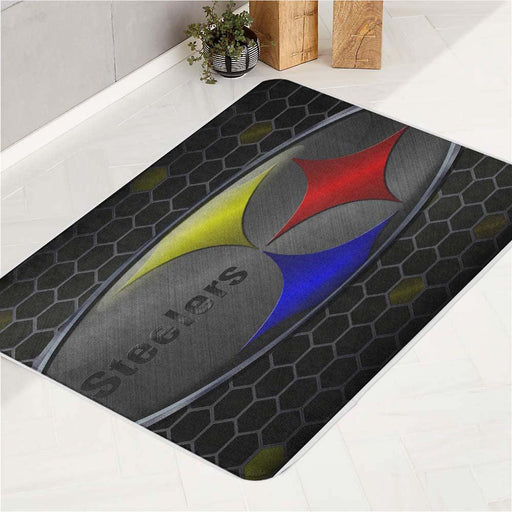 hexagon pattern of pittsburgh steelers bath rugs