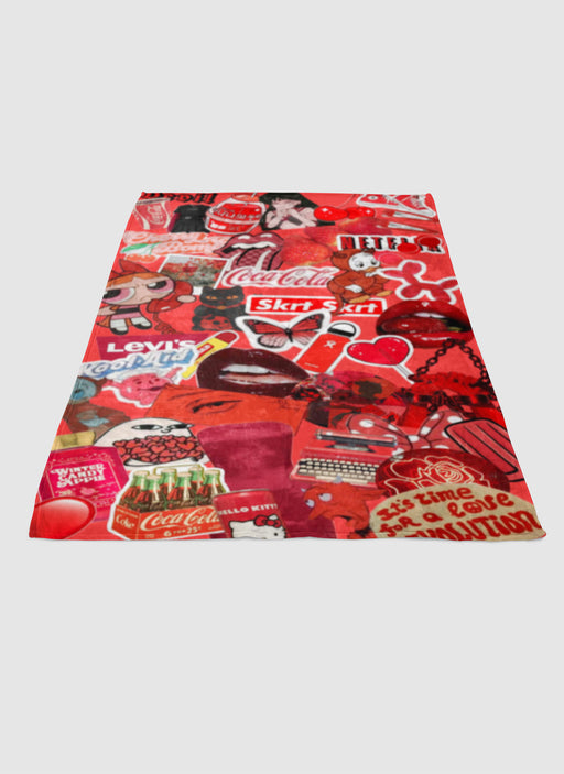 Red aesthetic collage soft fleece blanket