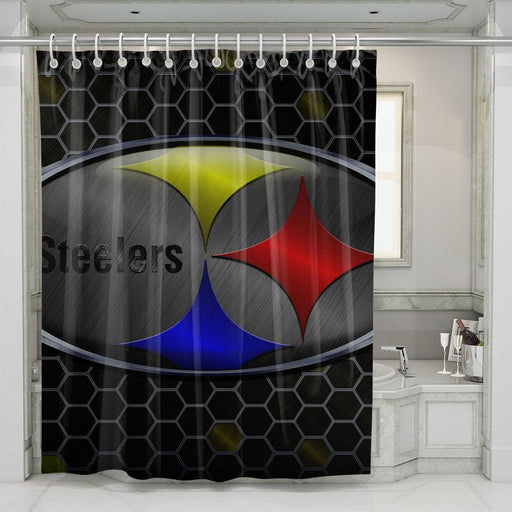 hexagon pattern of pittsburgh steelers shower curtains