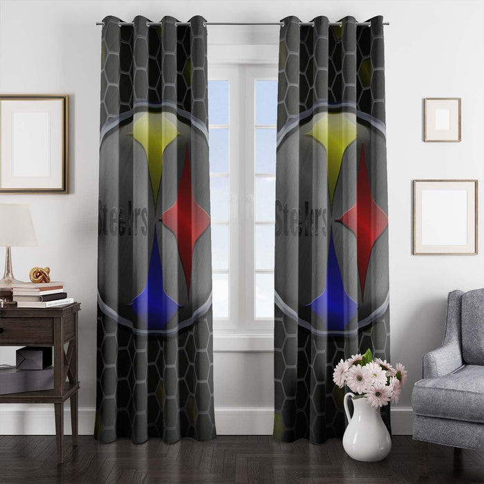 hexagon pattern of pittsburgh steelers window Curtain