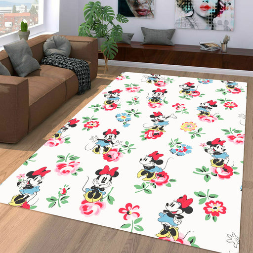 happy mickey mouse flower walt disney Living room carpet rugs