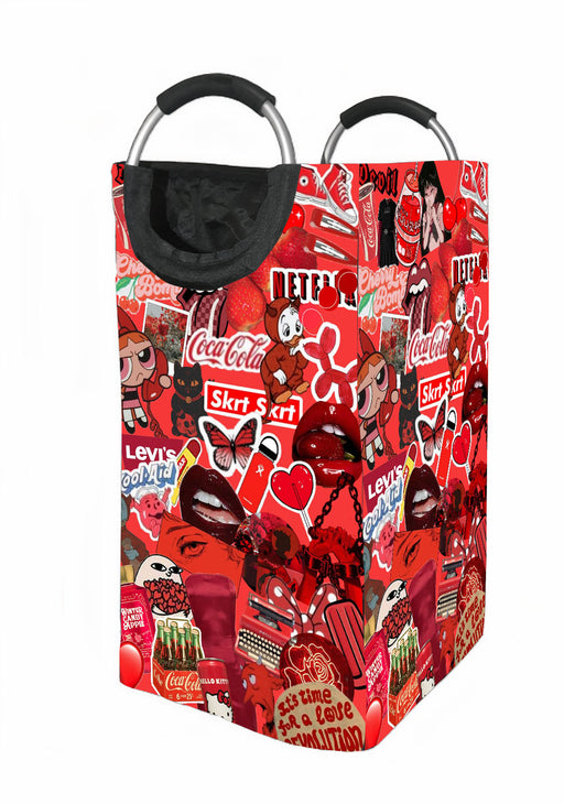 red aesthetic collage Laundry Hamper | Laundry Basket