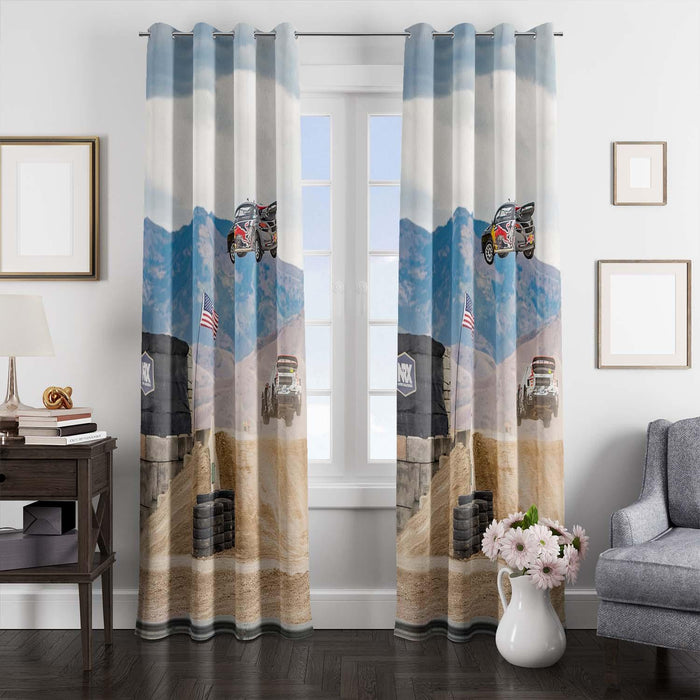 high jumping off road car racing window Curtain