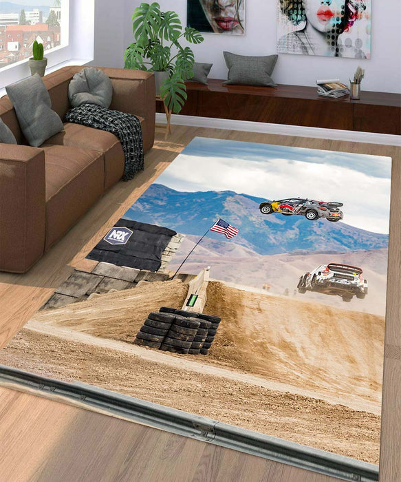 high jumping off road car racing Living room carpet rugs