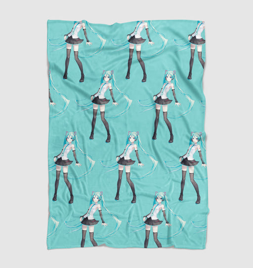 hatsune miku with blue hair Ultra soft fleece blanket