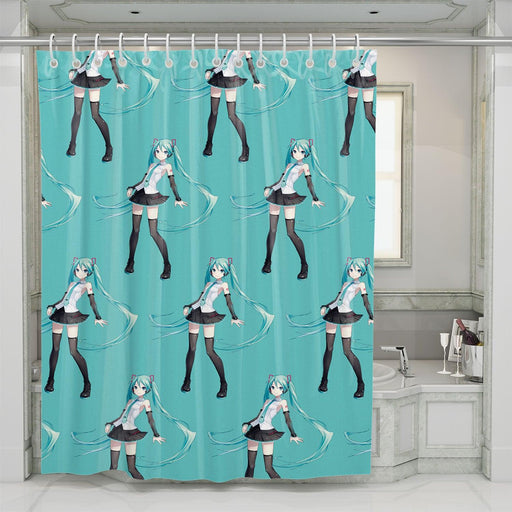 hatsune miku with blue hair shower curtains