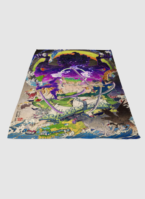 roronoa zoro arc wano soft fleece blanket