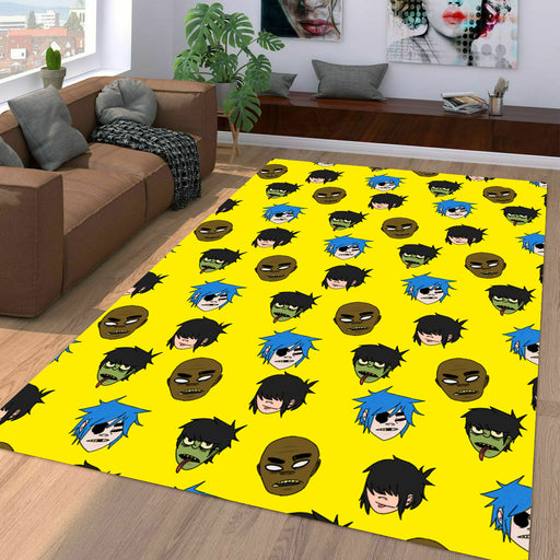 head avatar of gorillaz band Living room carpet rugs