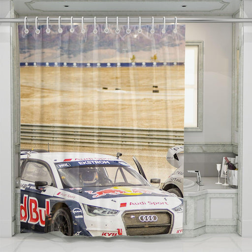 hot circuit racing car shower curtains