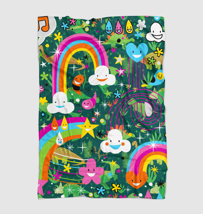 heart emoticons with fauna Ultra soft fleece blanket