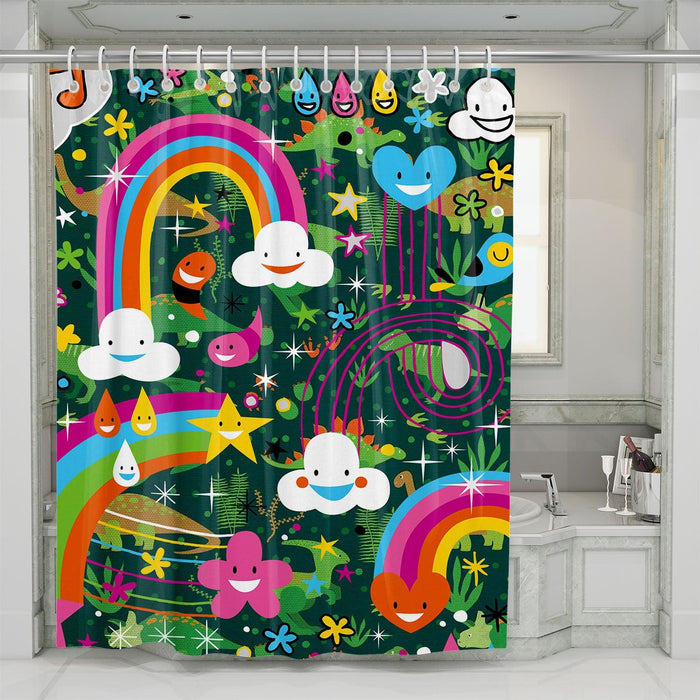 heart emoticons with fauna shower curtains