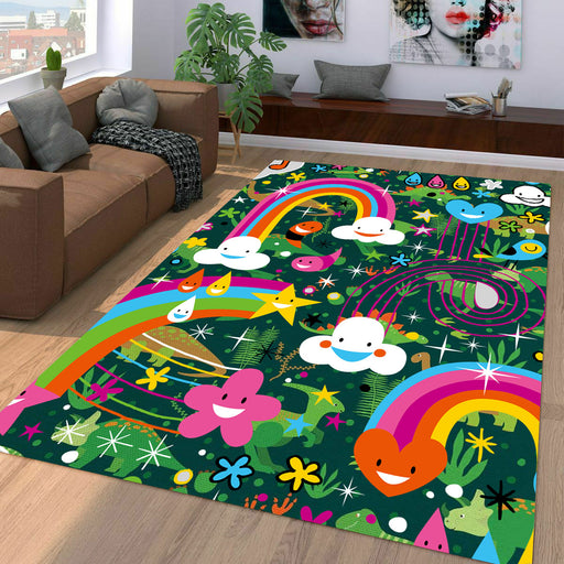 heart emoticons with fauna Living room carpet rugs