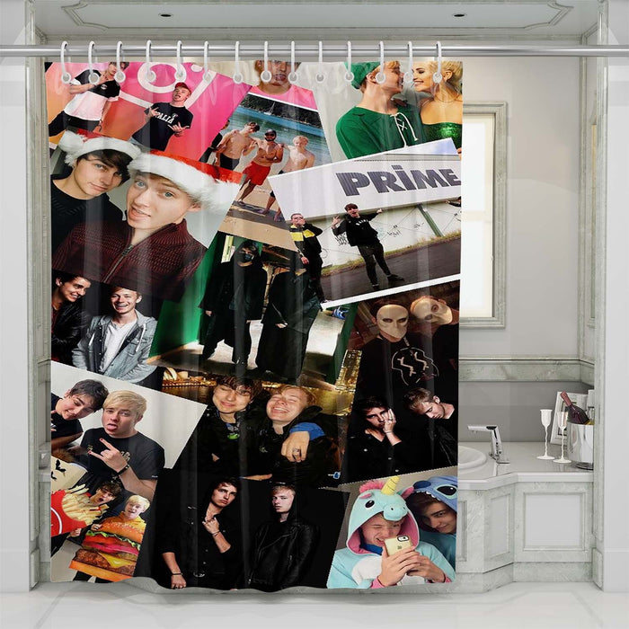 sam and colby xplr collage shower curtains