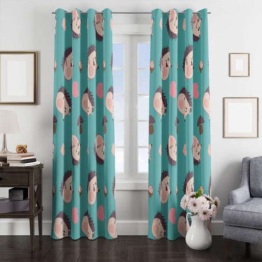 hedgehogs cute lovely window Curtain