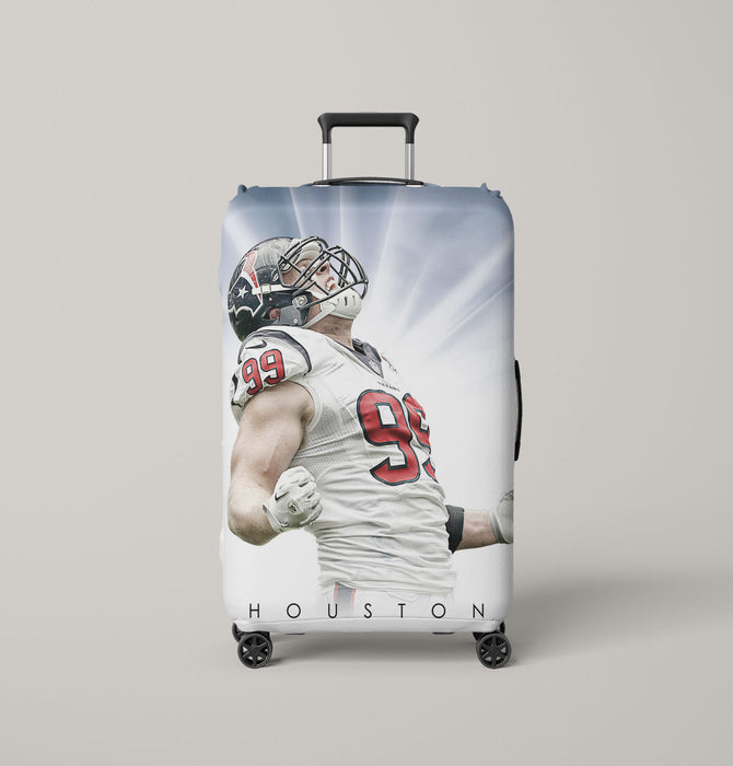 houston nfl player white Luggage Covers | Suitcase