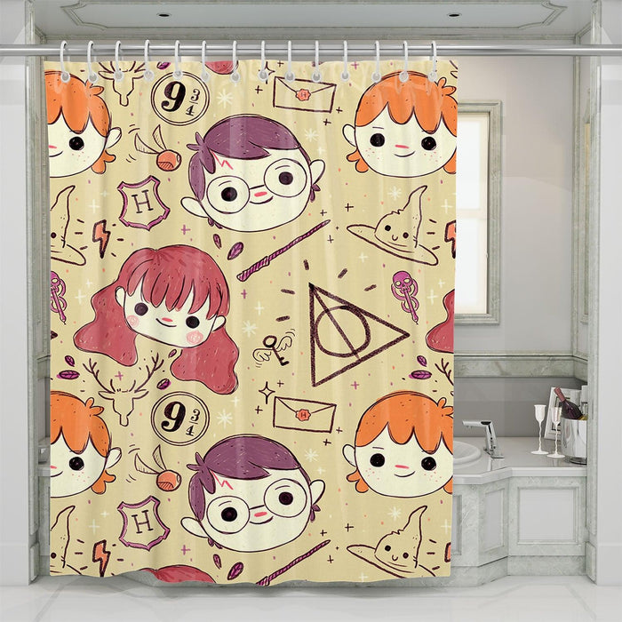 hermione ron weasley and harry potter shower curtains