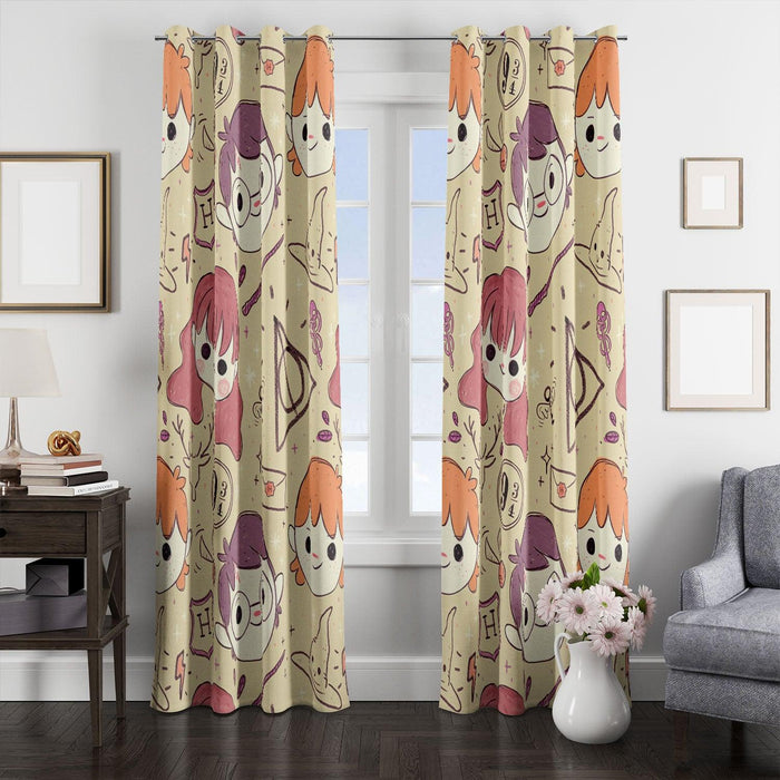 hermione ron weasley and harry potter window Curtain