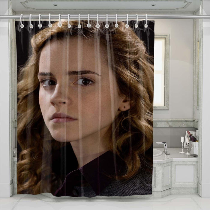 hermione with soft color shower curtains