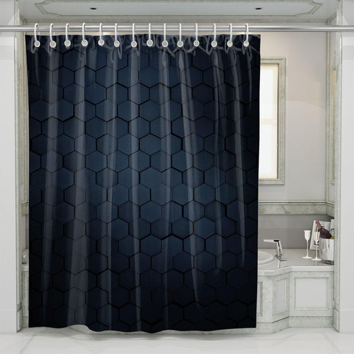 hexagon 3d pattern dark shower curtains