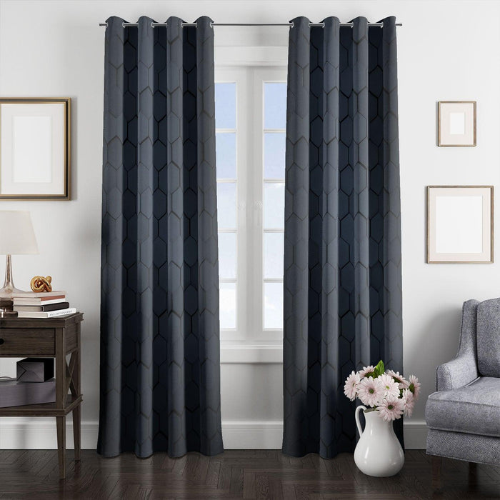 hexagon 3d pattern dark window Curtain