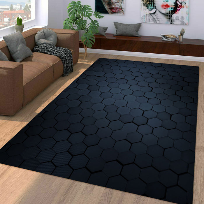 hexagon 3d pattern dark Living room carpet rugs