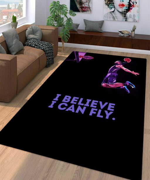 i believe i can fly basketball nba player Living room carpet rugs