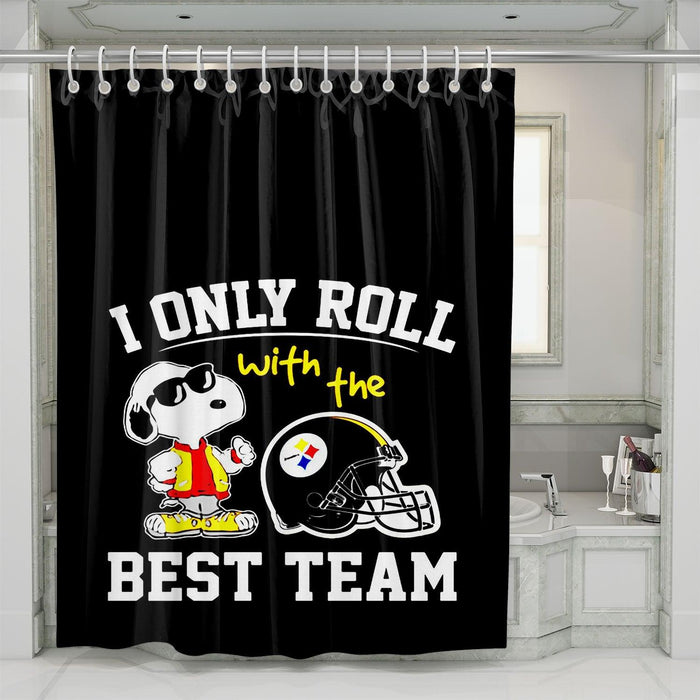 i only roll with the best team shower curtains