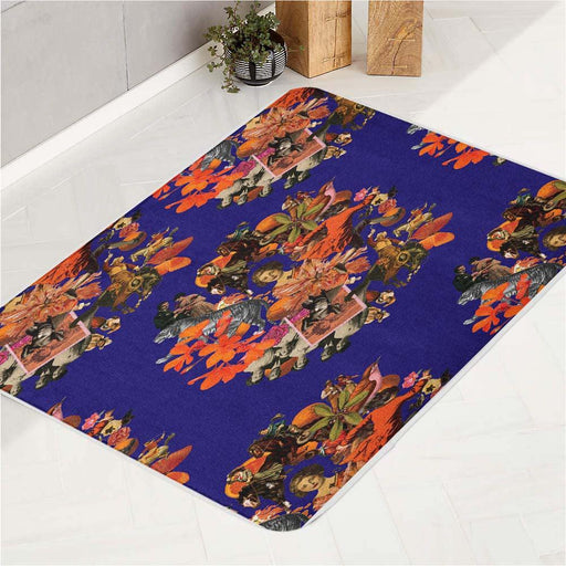 history collage vintage retro bath rugs