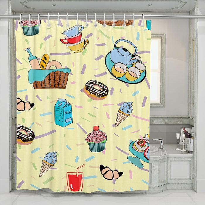 holiday with sweet food shower curtains