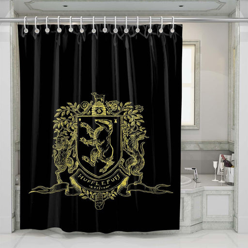 hufflepuff logo outline harry potter shower curtains