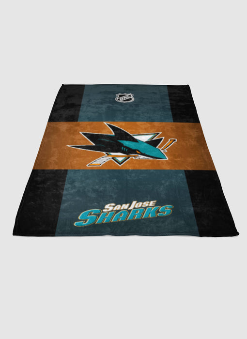 San Jose Sharks logo blue green soft fleece blanket