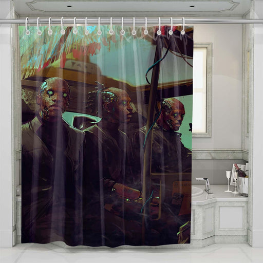 human 2077 cyberpunk shower curtains