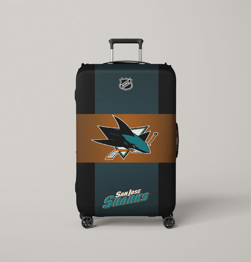 san jose sharks logo blue green Luggage Cover | suitcase