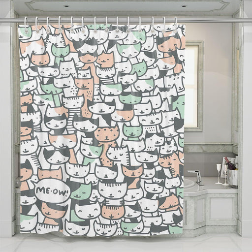 hunderd type of cats pastel shower curtains