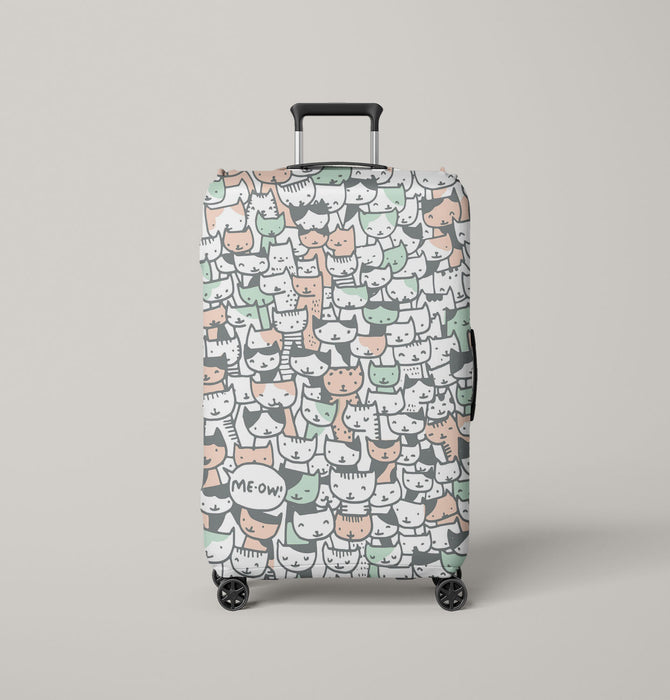 hunderd type of cats pastel Luggage Cover | suitcase