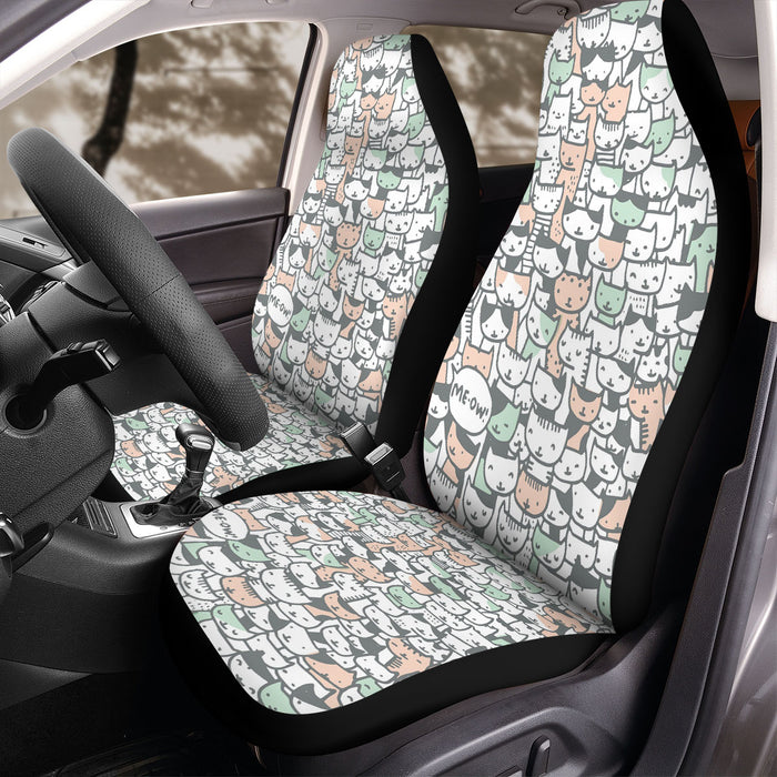 hunderd type of cats pastel Car Seat Covers