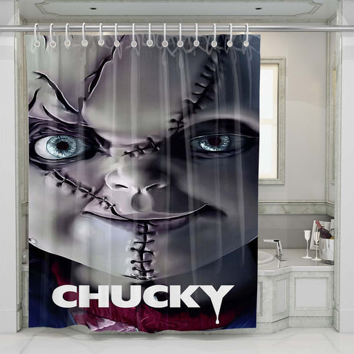 scary chucky doll 2 shower curtains