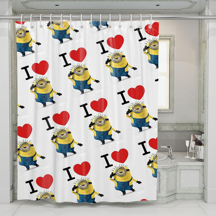 i love minions forever shower curtains