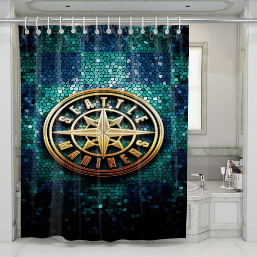 seattle mariners glitter logo shower curtains