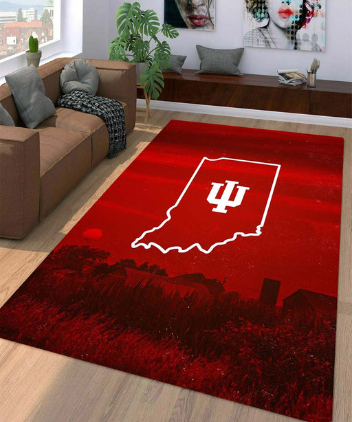 iu basketball team red logo Living room carpet rugs