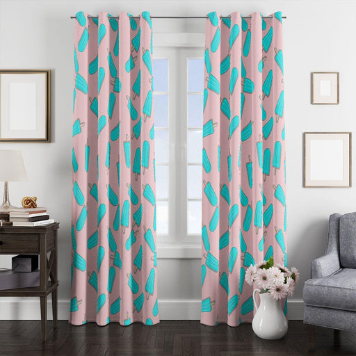 ice cream stick blue window Curtain