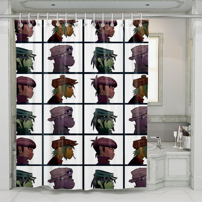 iconic cartoon style of gorillaz shower curtains