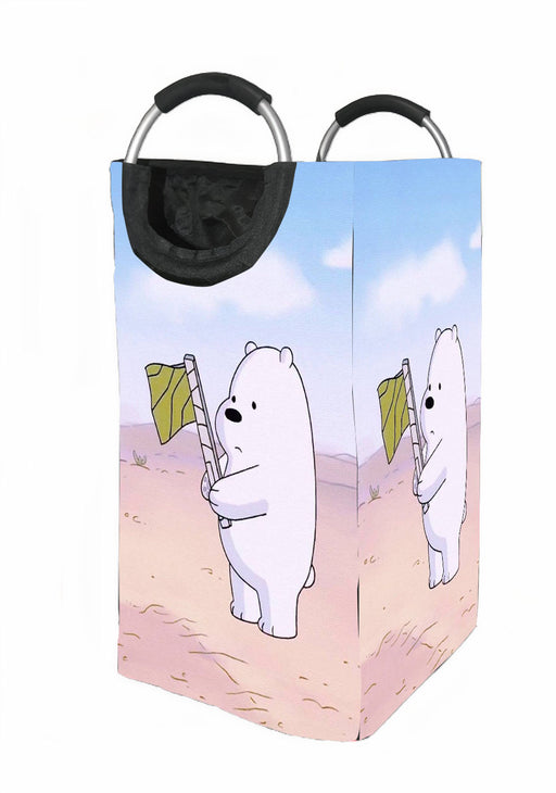 ice bear with yello flag Laundry Hamper | Laundry Basket