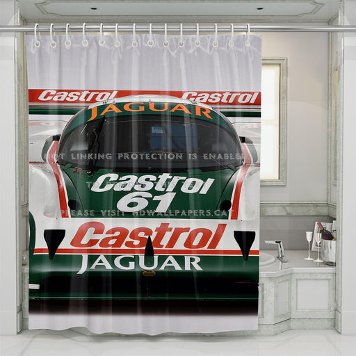 jaguar castrol car racing shower curtains