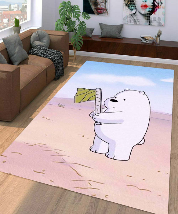 ice bear with yello flag Living room carpet rugs