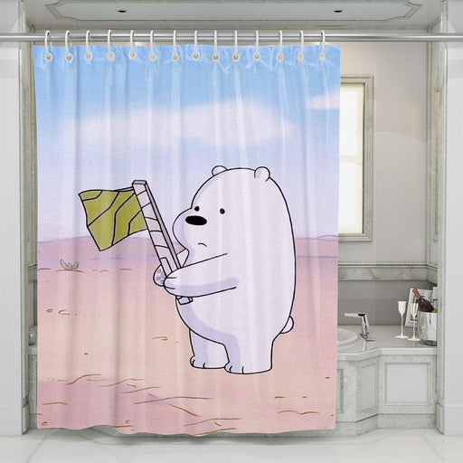 ice bear with yello flag shower curtains