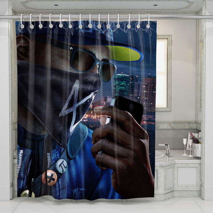 icon character style watch dogs 2 shower curtains